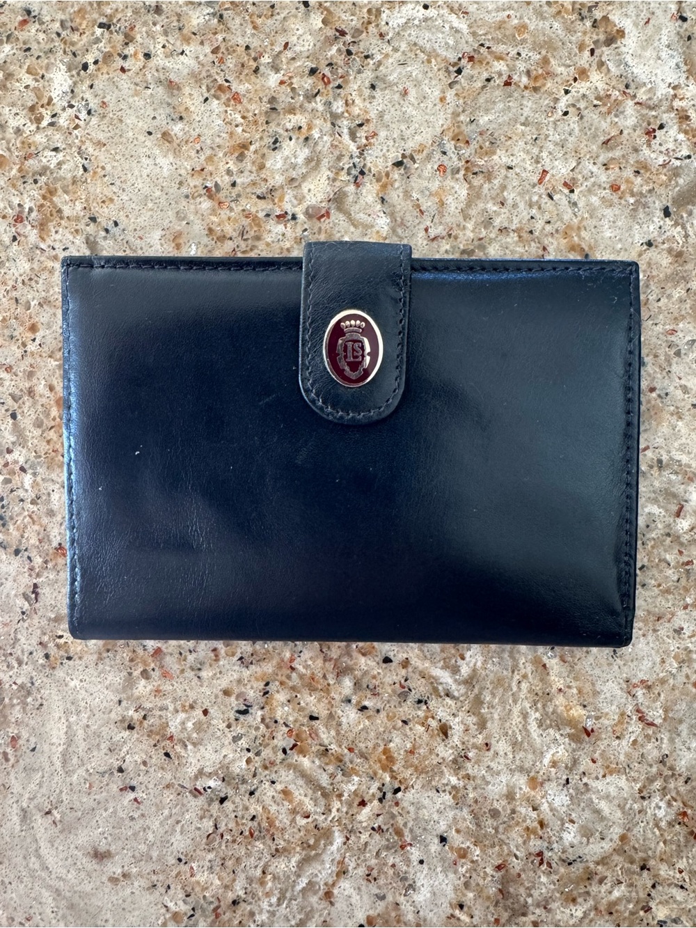 Vintage Leather School Florence Italy Black Genuine Leather Wallet